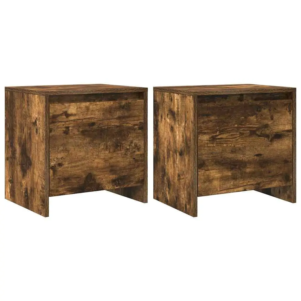 Bedside Cabinet Storage 45x34x44.5cm Smoked Oak Engineered Wood 2 Piece