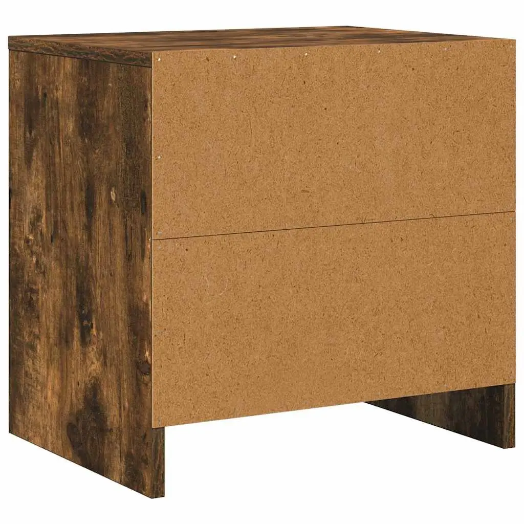 Bedside Cabinet Storage 45x34x44.5cm Smoked Oak Engineered Wood 2 Piece