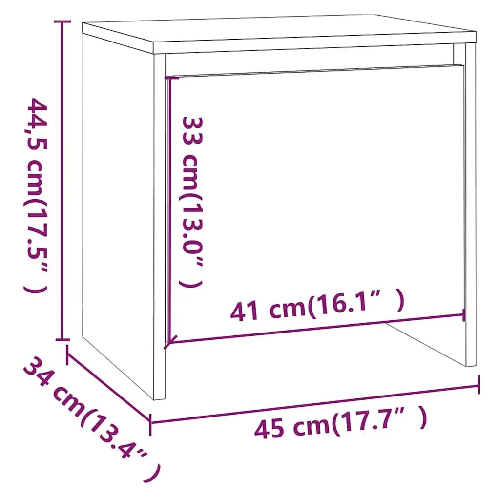 Bedside Cabinet Grey Sonoma 45x34x44.5 cm Nightstand Storage Bedroom Furniture