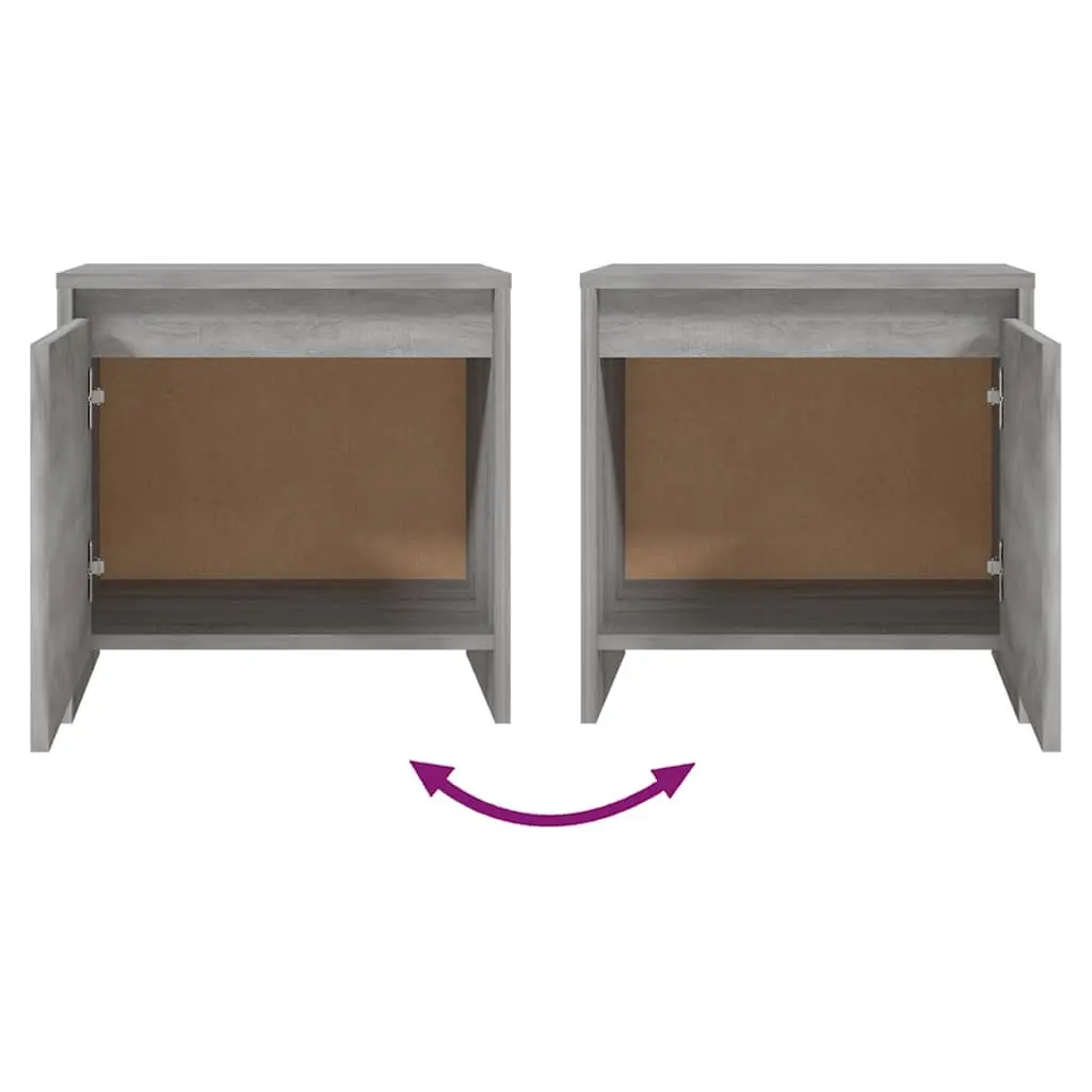 Bedside Cabinet Grey Sonoma 45x34x44.5 cm Nightstand Storage Bedroom Furniture