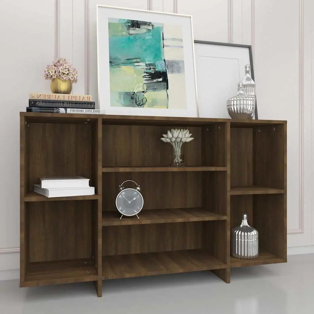 Sideboard Storage Cabinet 120x30x75 cm Brown Oak Modern Cupboard with 4 Shelves