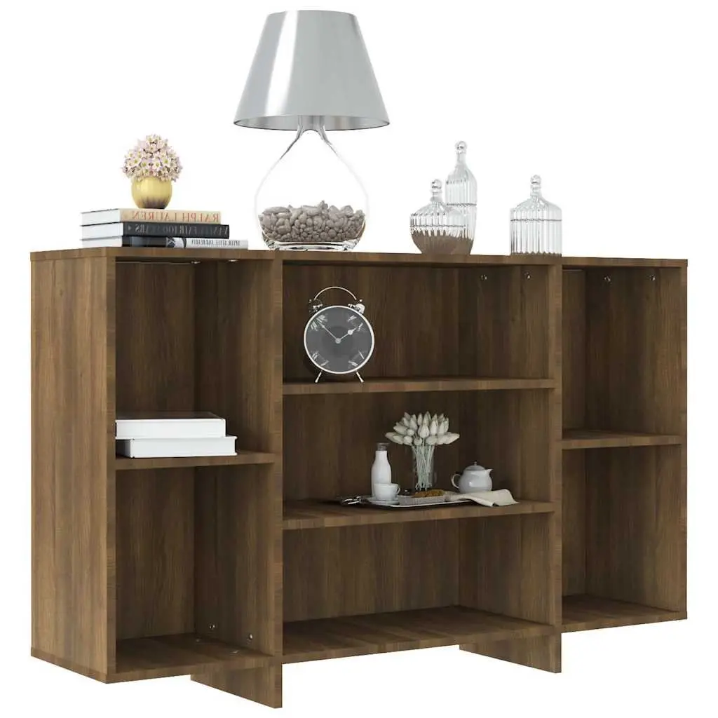 Sideboard Storage Cabinet 120x30x75 cm Brown Oak Modern Cupboard with 4 Shelves