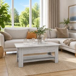 Quality Grey Accent Coffee Table with Dual Shelving