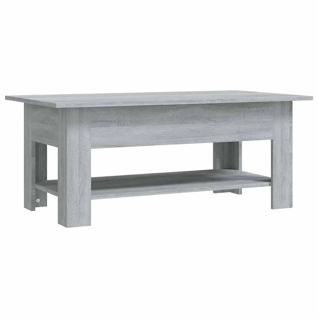 Coffee Table Two-Tier Storage Shelf Modern Grey 102L x 55W x 42H cm