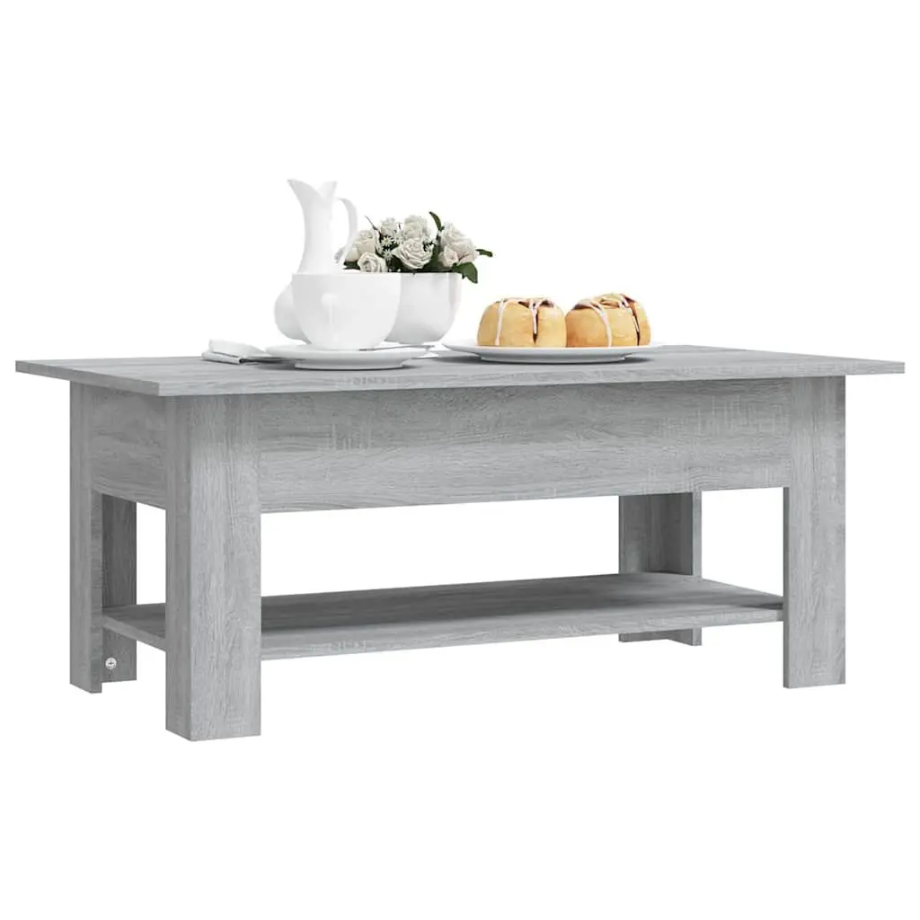 Coffee Table Two-Tier Storage Shelf Modern Grey 102L x 55W x 42H cm