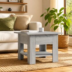 Coffee Table with Storage Shelf Modern Design Grey Sonoma Living Room Accent