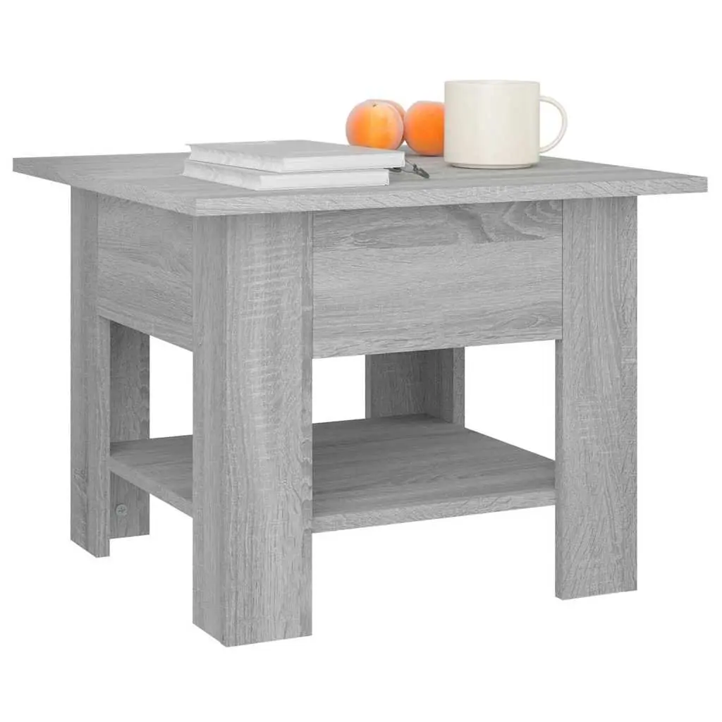 Coffee Table with Storage Shelf Modern Design Grey Sonoma Living Room Accent
