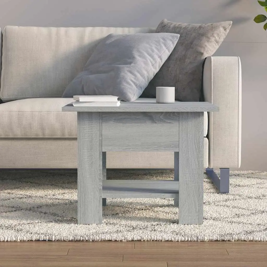 Coffee Table with Storage Shelf Modern Design Grey Sonoma Living Room Accent