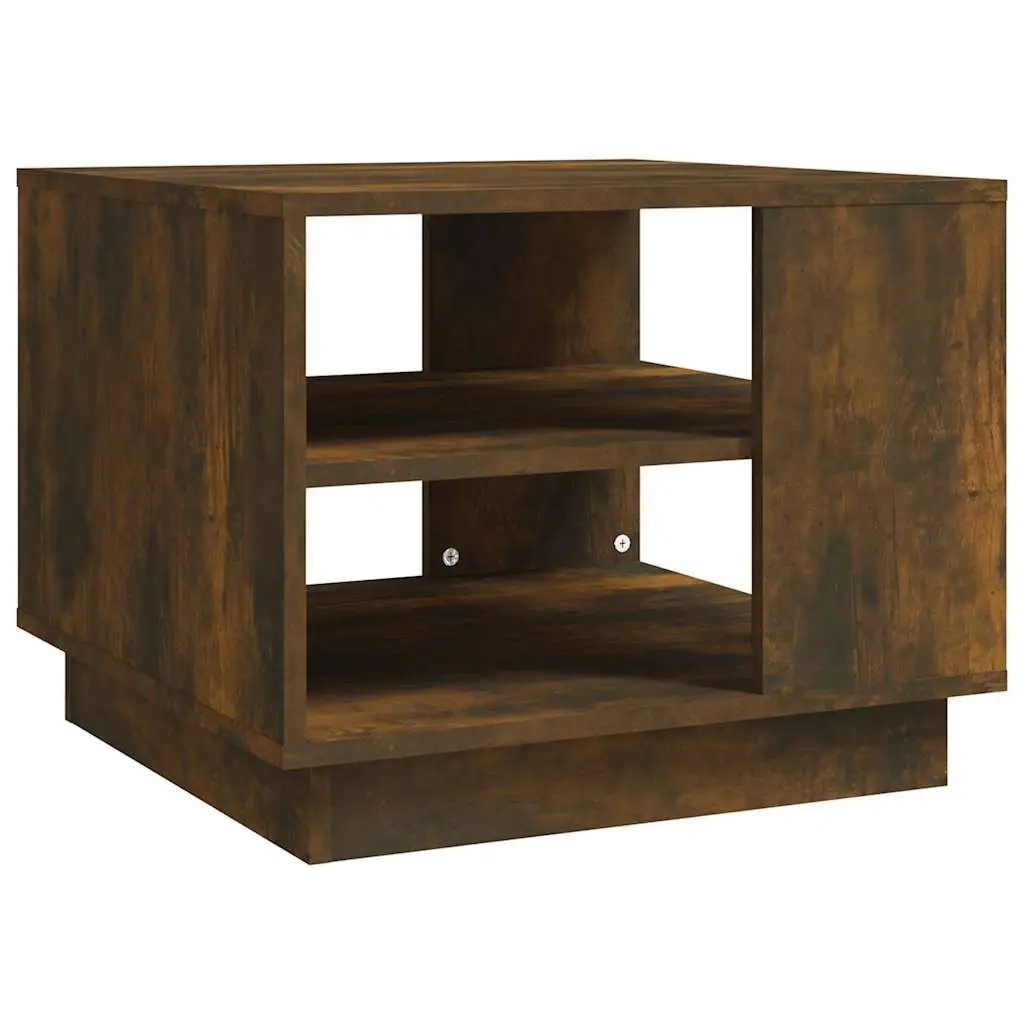 Coffee Table Brown Engineered Wood Modern Living Room Accent Storage Shelves 55W x 55D x 43H cm