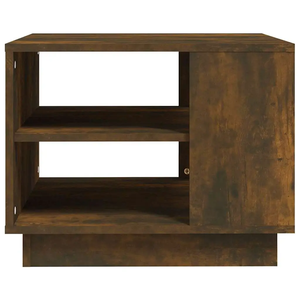 Coffee Table Brown Engineered Wood Modern Living Room Accent Storage Shelves 55W x 55D x 43H cm