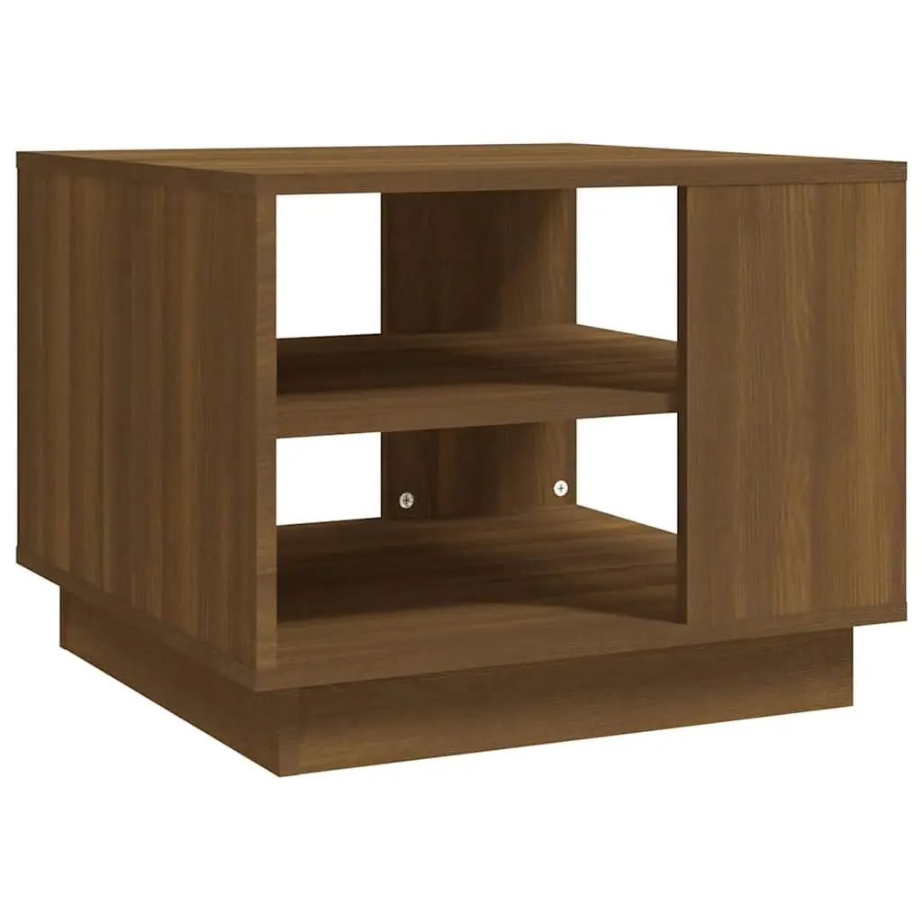 Coffee Table Modern Living Room Storage Shelves 55W x 55D x 43H cm Brown Oak