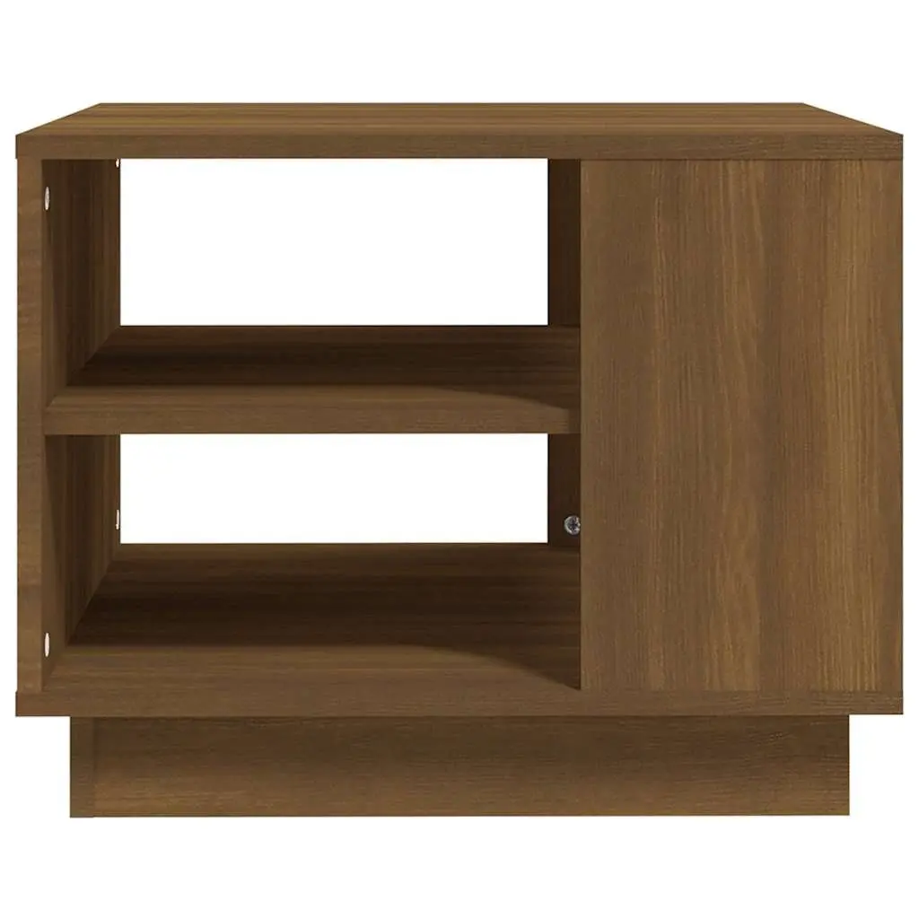 Coffee Table Modern Living Room Storage Shelves 55W x 55D x 43H cm Brown Oak
