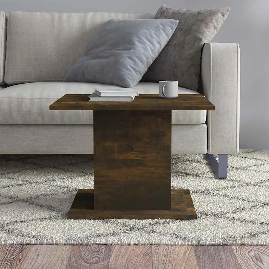 Coffee Table Smoked Oak Brown Engineered Wood Living Room Accent Furniture