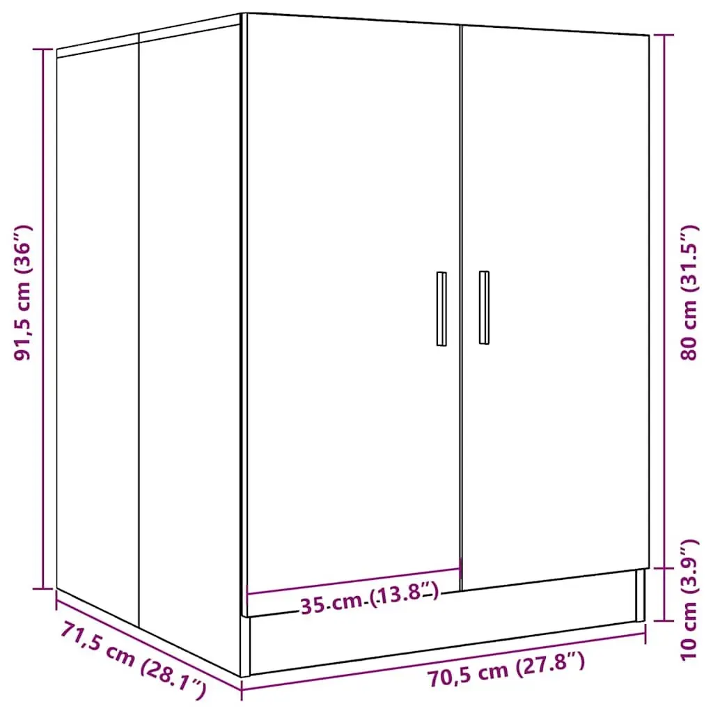 Bathroom Storage Cabinet Laundry Smoked Oak 71x71.5x91.5cm