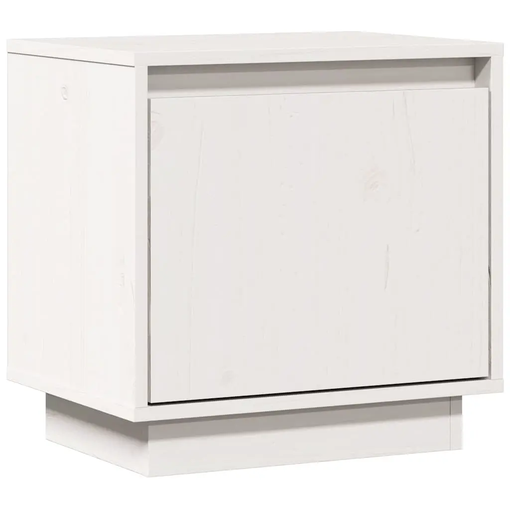 White Solid Wood Pine Nightstand for Organization