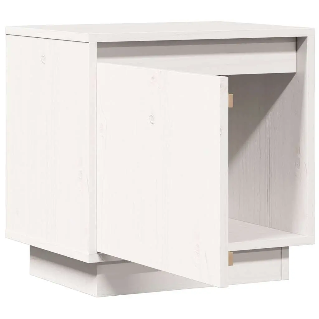 White Solid Wood Pine Nightstand for Organization