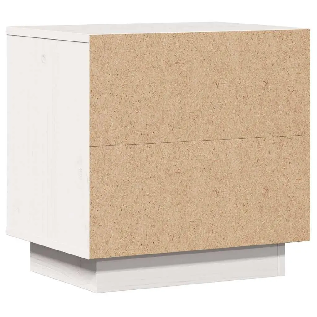 White Solid Wood Pine Nightstand for Organization