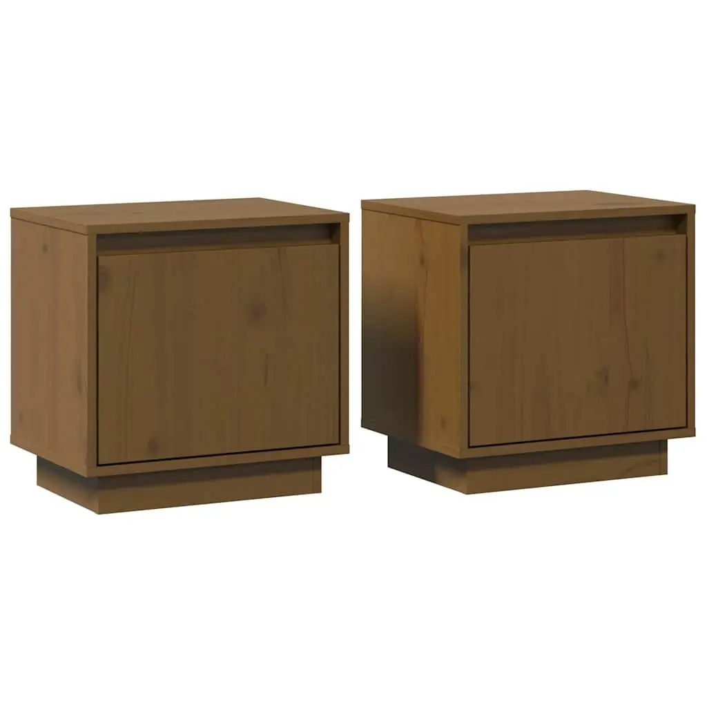Bedside Cabinets Storage Tables 40x30x40 cm Brown 2 Piece Solid Pine Wood