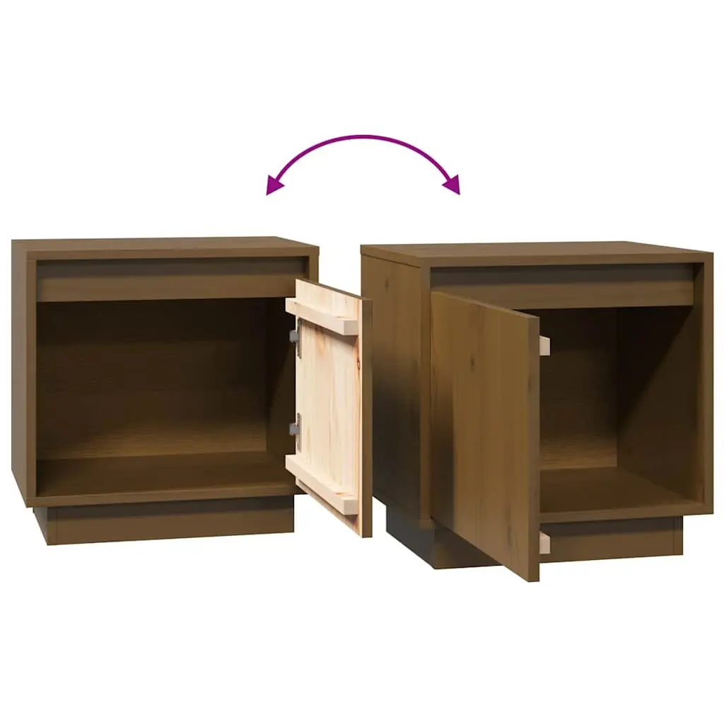 Bedside Cabinets Storage Tables 40x30x40 cm Brown 2 Piece Solid Pine Wood