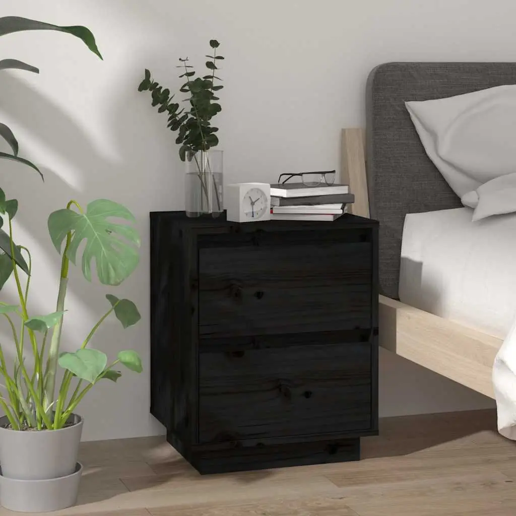 Bedside Cabinets Black Storage Side Tables Modern 2 Piece