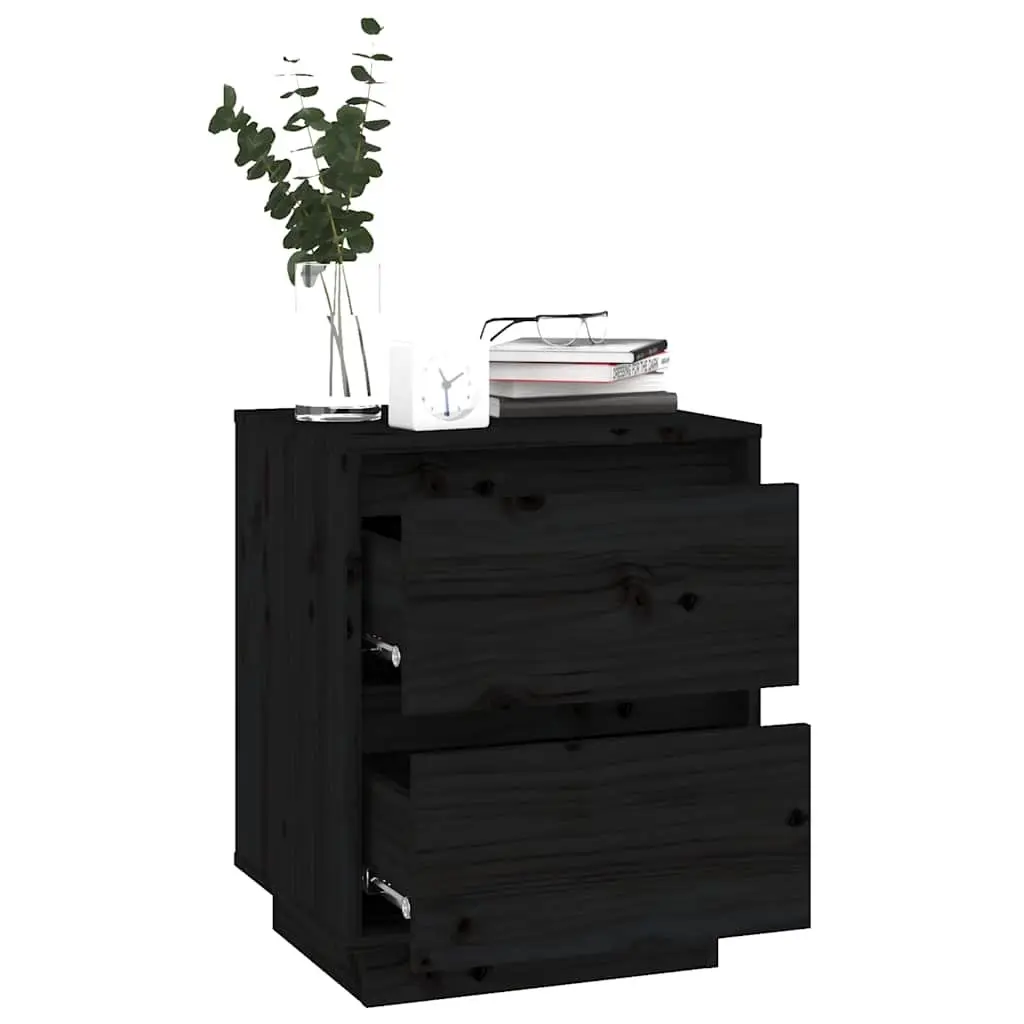 Bedside Cabinets Black Storage Side Tables Modern 2 Piece