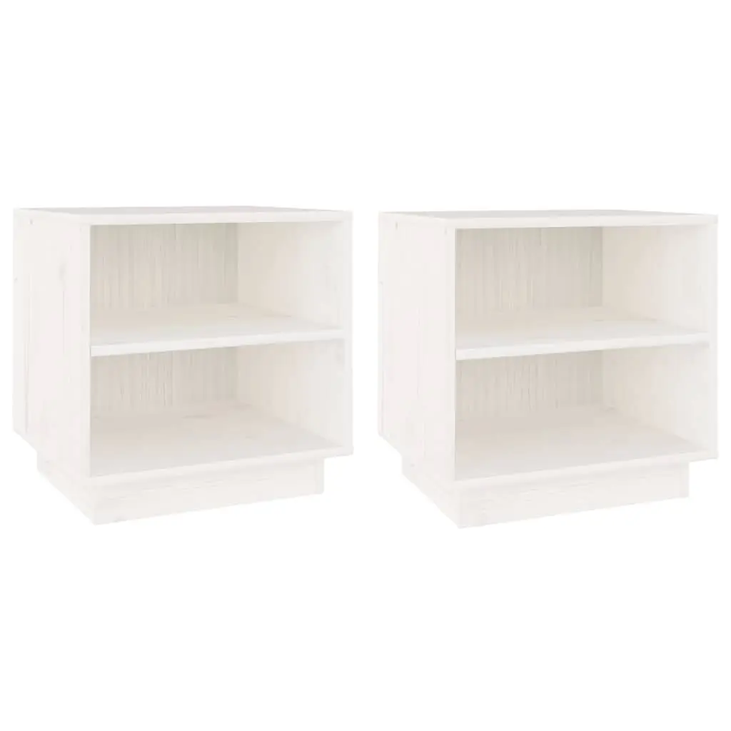Bedside Tables Storage Units 40x34x40 cm White 2 Piece Wooden