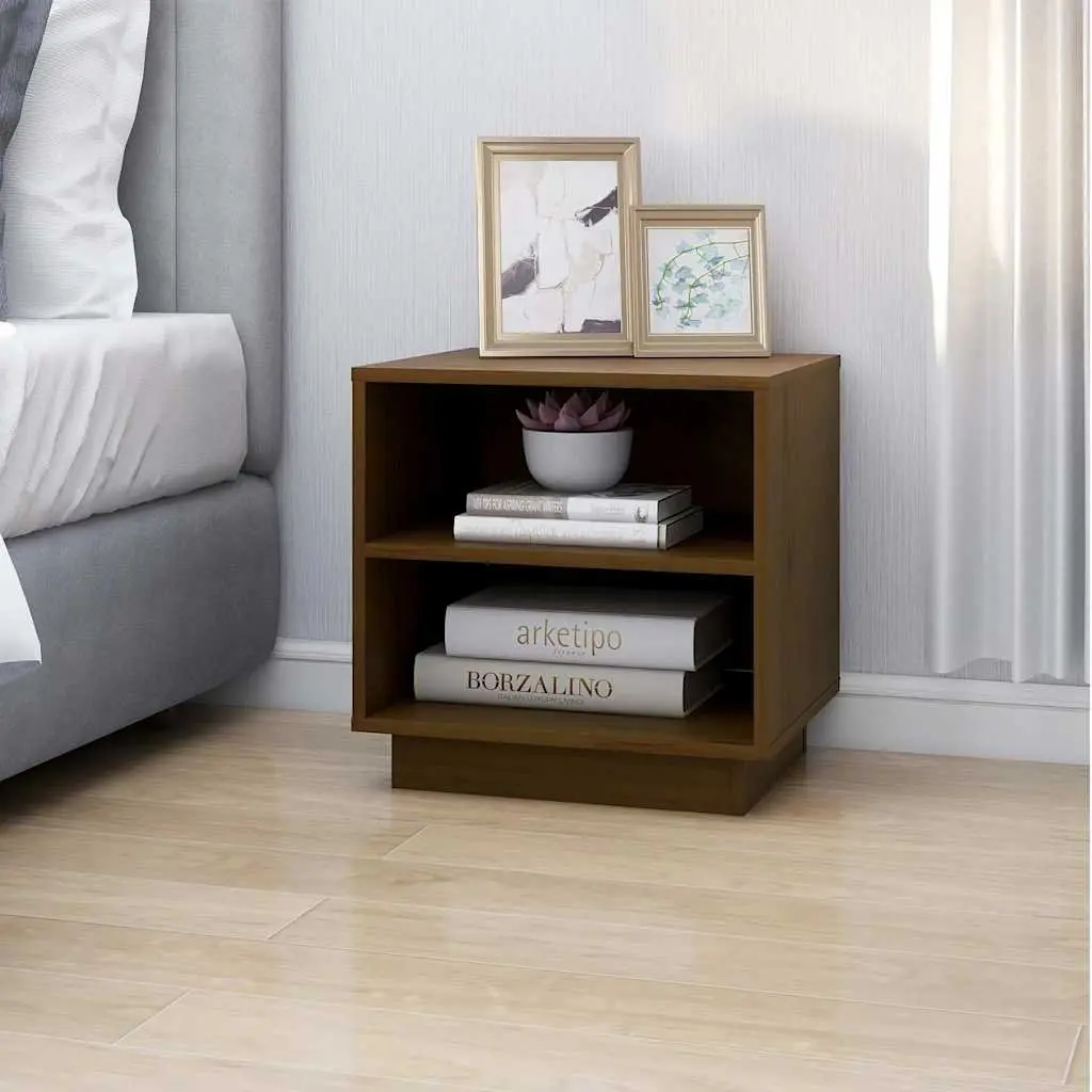 Wooden Bedside Cabinet Storage Organizer 40 x 34 x 40 cm Brown