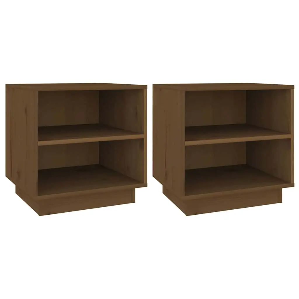 Bedside Cabinets Storage Tables 40x34x40 cm Brown Solid Wood 2 Piece