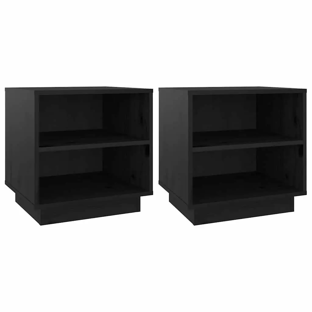 Bedside Cabinets Storage Solid Wood 40x34x40 cm Black 2 Piece