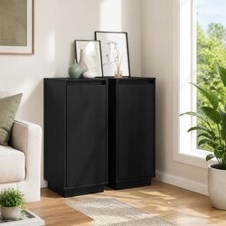 Durable Black Solid Wood Sideboard Cabinet for Everyday Use