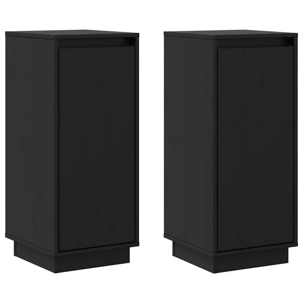 Sideboard Cabinet Storage 31.5x34x75cm Black Solid Wood Living Room Furniture