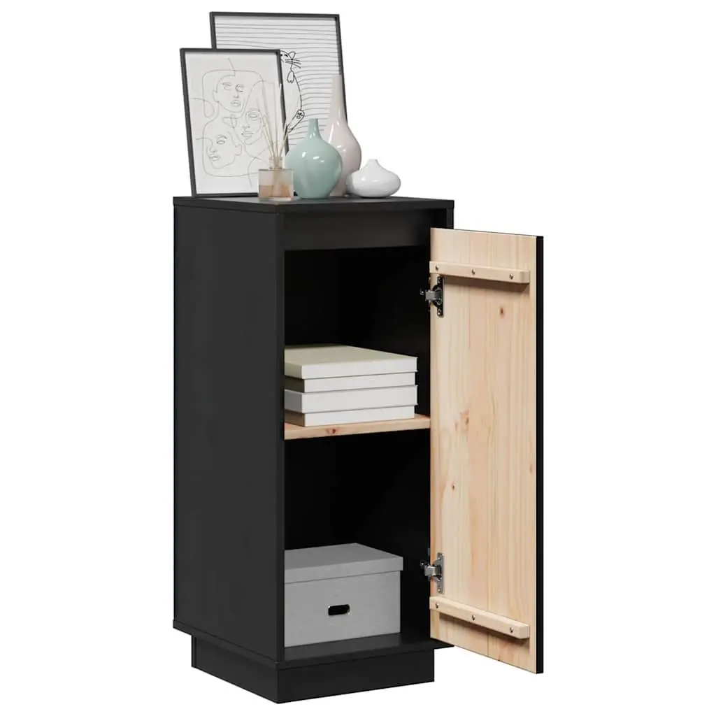 Sideboard Cabinet Storage 31.5x34x75cm Black Solid Wood Living Room Furniture