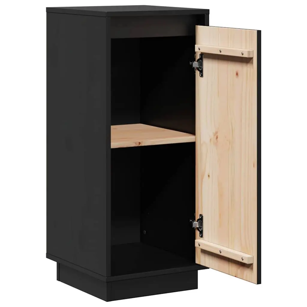 Sideboard Cabinet Storage 31.5x34x75cm Black Solid Wood Living Room Furniture