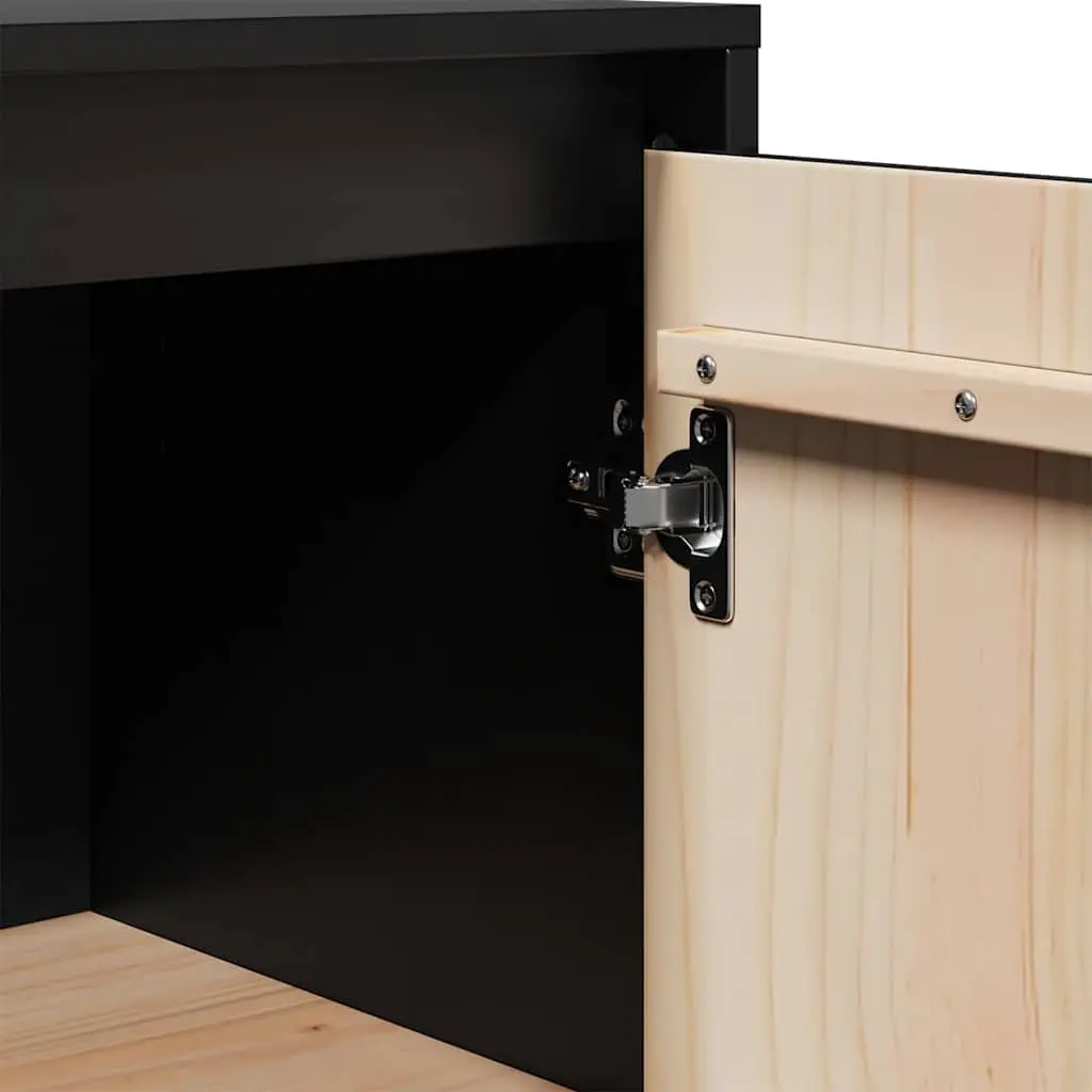 Sideboard Cabinet Storage 31.5x34x75cm Black Solid Wood Living Room Furniture