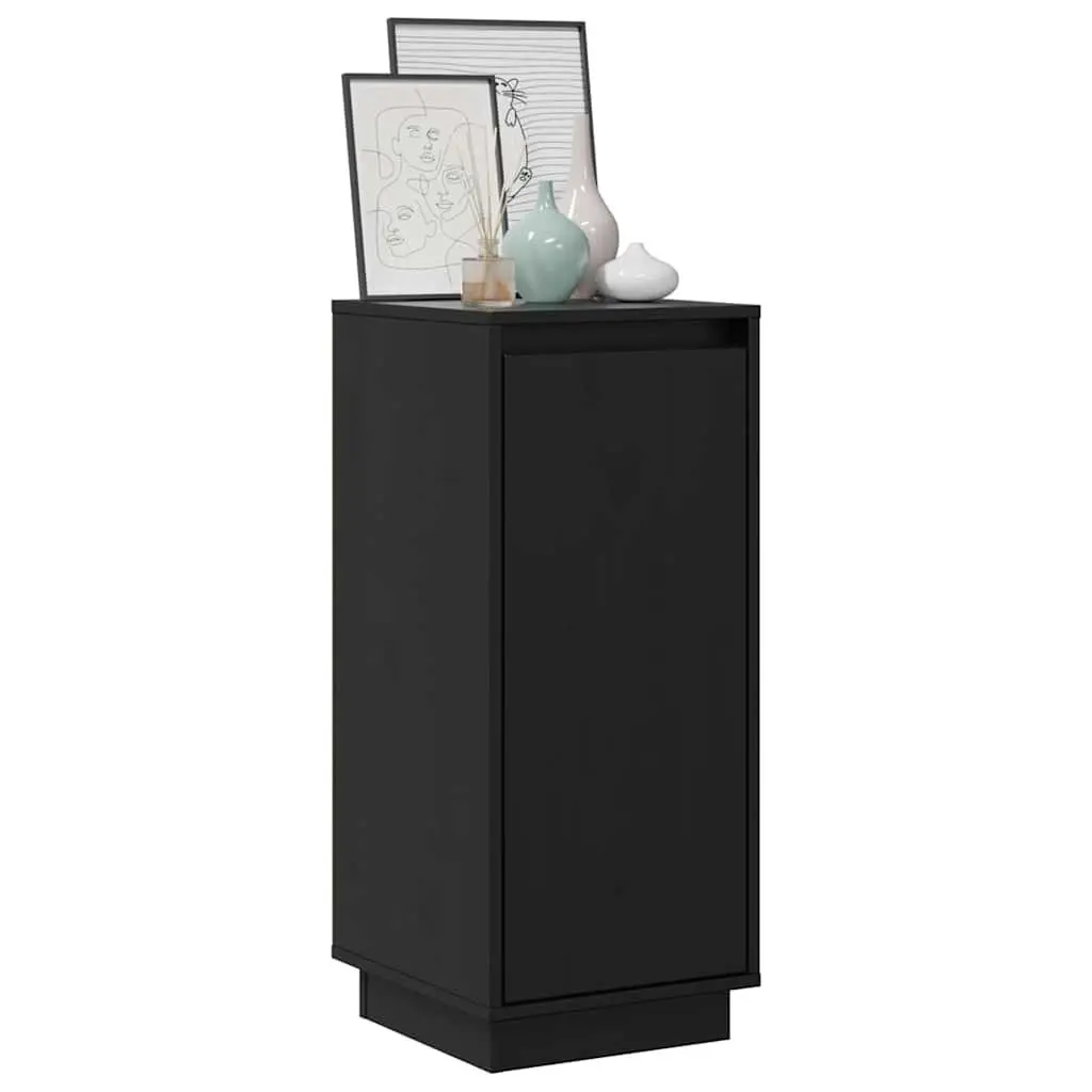 Sideboard Cabinet Storage 31.5x34x75cm Black Solid Wood Living Room Furniture