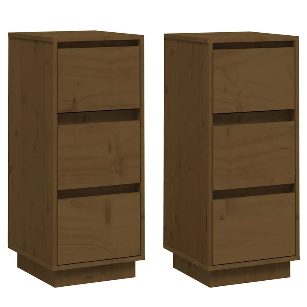 Solid Wood Sideboard Cabinet Storage 32cm Width Honey Brown