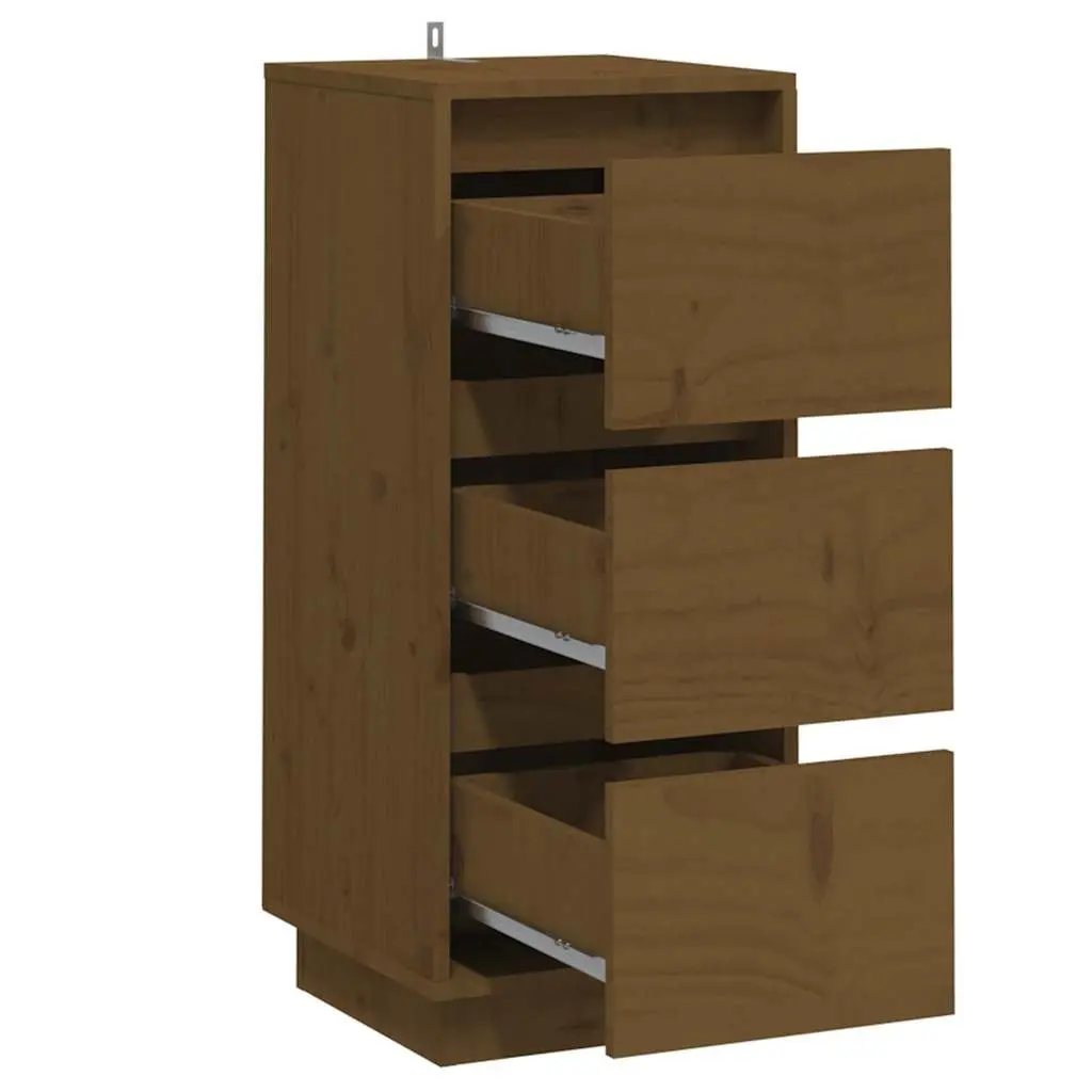 Solid Wood Sideboard Cabinet Storage 32cm Width Honey Brown