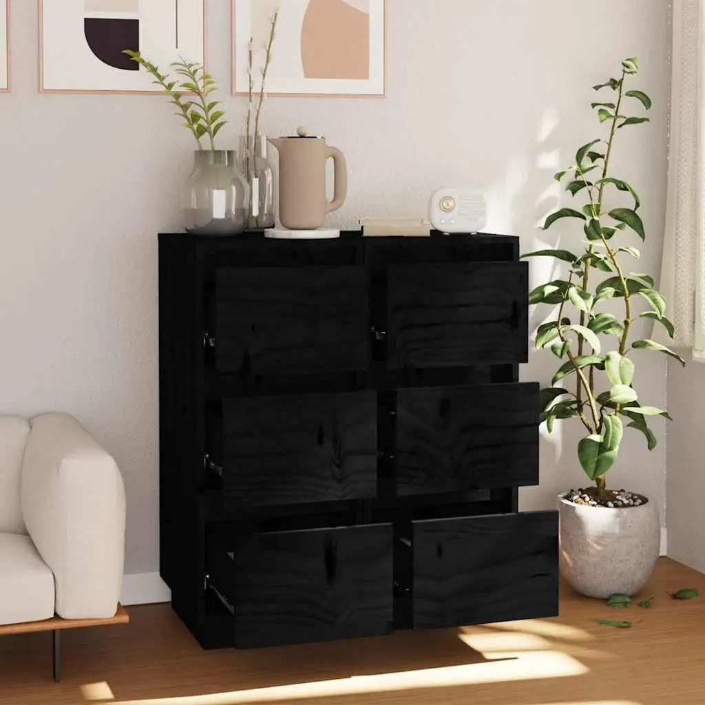 Black Pinewood Sideboards with Ample Storage