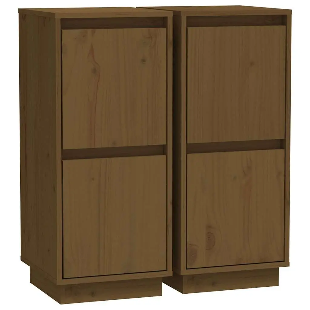 Solid Wood Sideboard Cabinet 2-Door Storage Unit Honey Brown Living Room