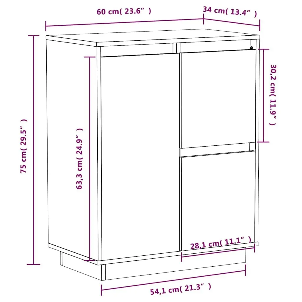 Black Sideboard Cabinet with 3 Doors