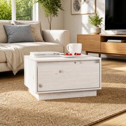Durable White Wooden Coffee Table with Handy Storage Solution