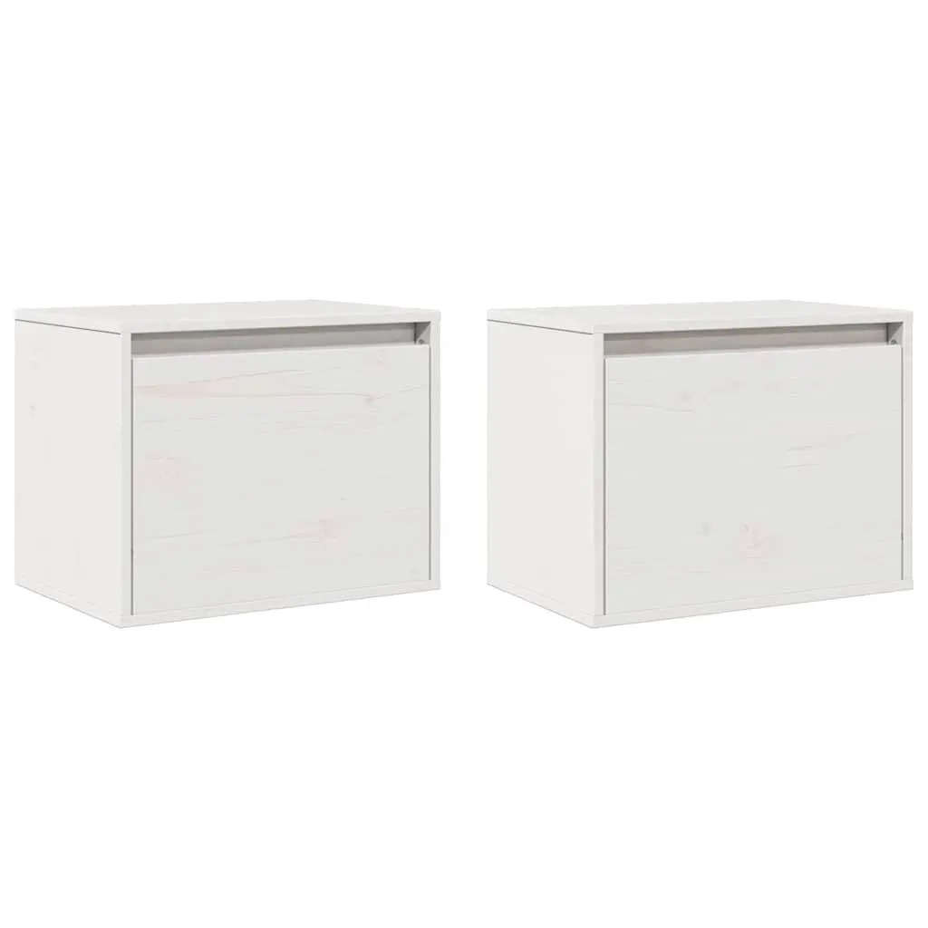 Wall Cabinets 2 pcs in White, Solid Pine Wood