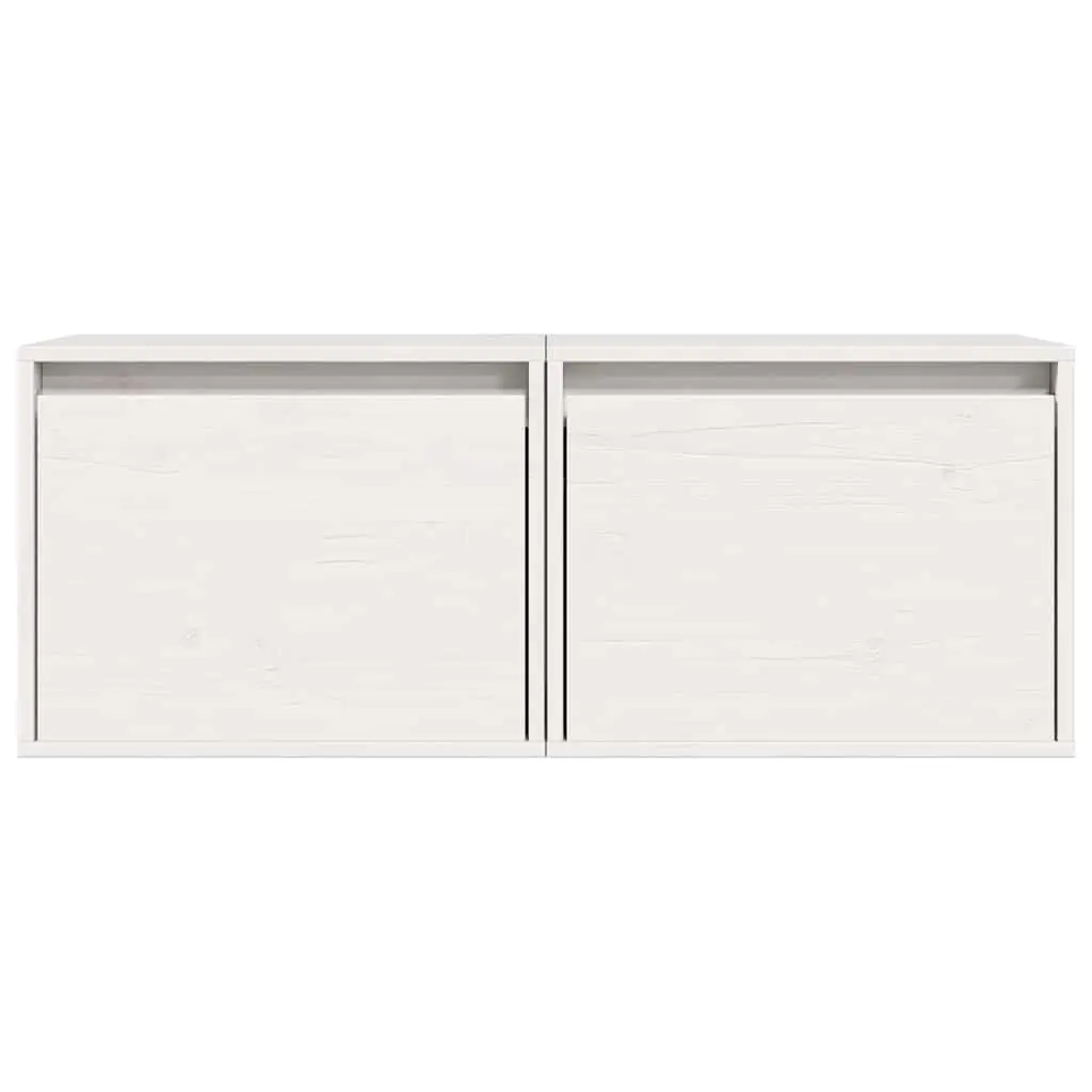 Wall Cabinets 2 pcs in White, Solid Pine Wood