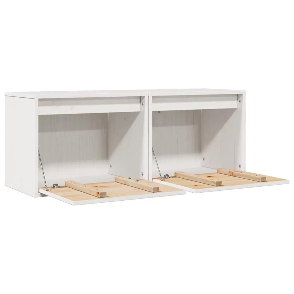 Wall Cabinets 2 pcs in White, Solid Pine Wood