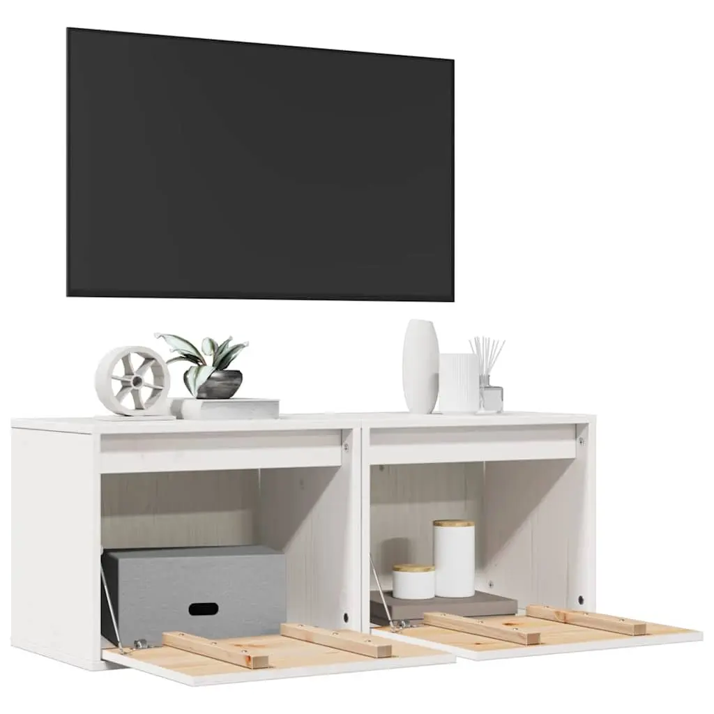 Wall Cabinets 2 pcs in White, Solid Pine Wood