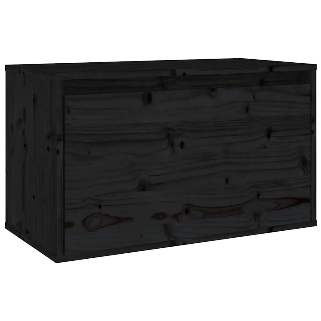 Wall Cabinet Storage Unit Black 60x30x35 cm Solid Pinewood