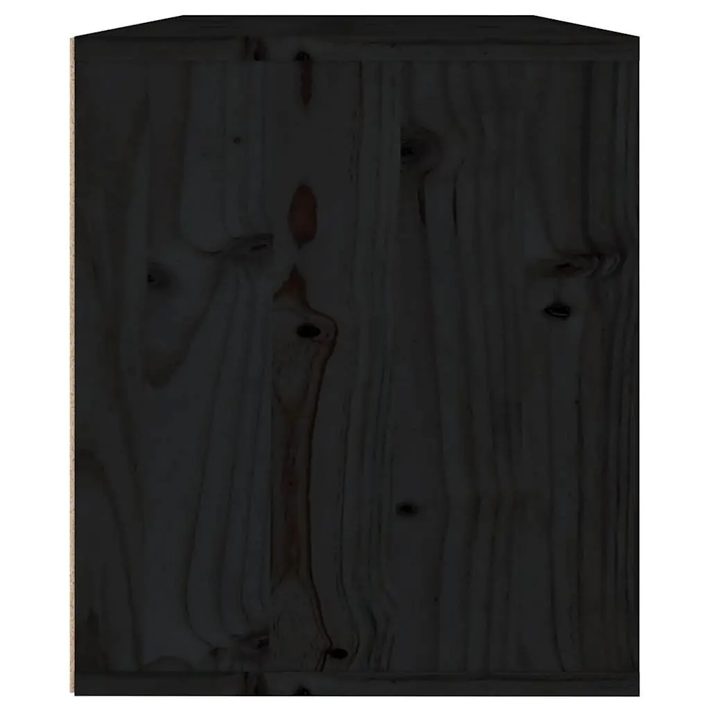Wall Cabinet Storage Unit Black 60x30x35 cm Solid Pinewood