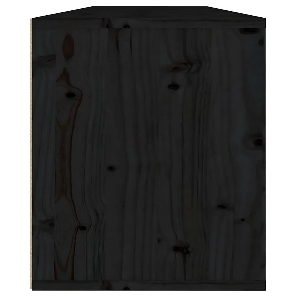 Wall Cabinets 2 pcs Black 60x30x35 cm Solid Wood Pine Floating Storage