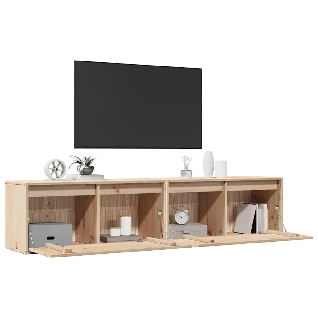 2 pcs Solid Pine Wood Floating Cabinets for Home