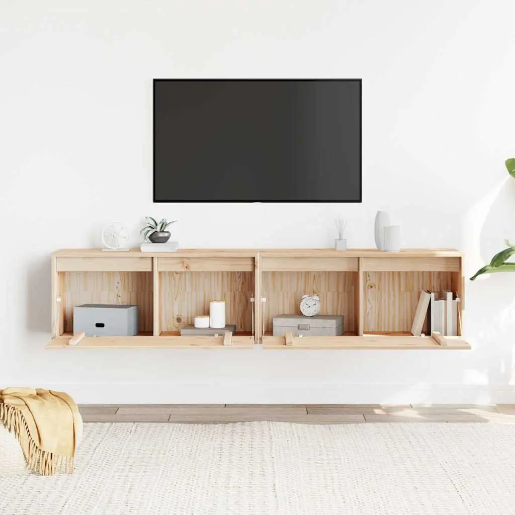 2 pcs Solid Pine Wood Floating Cabinets for Home